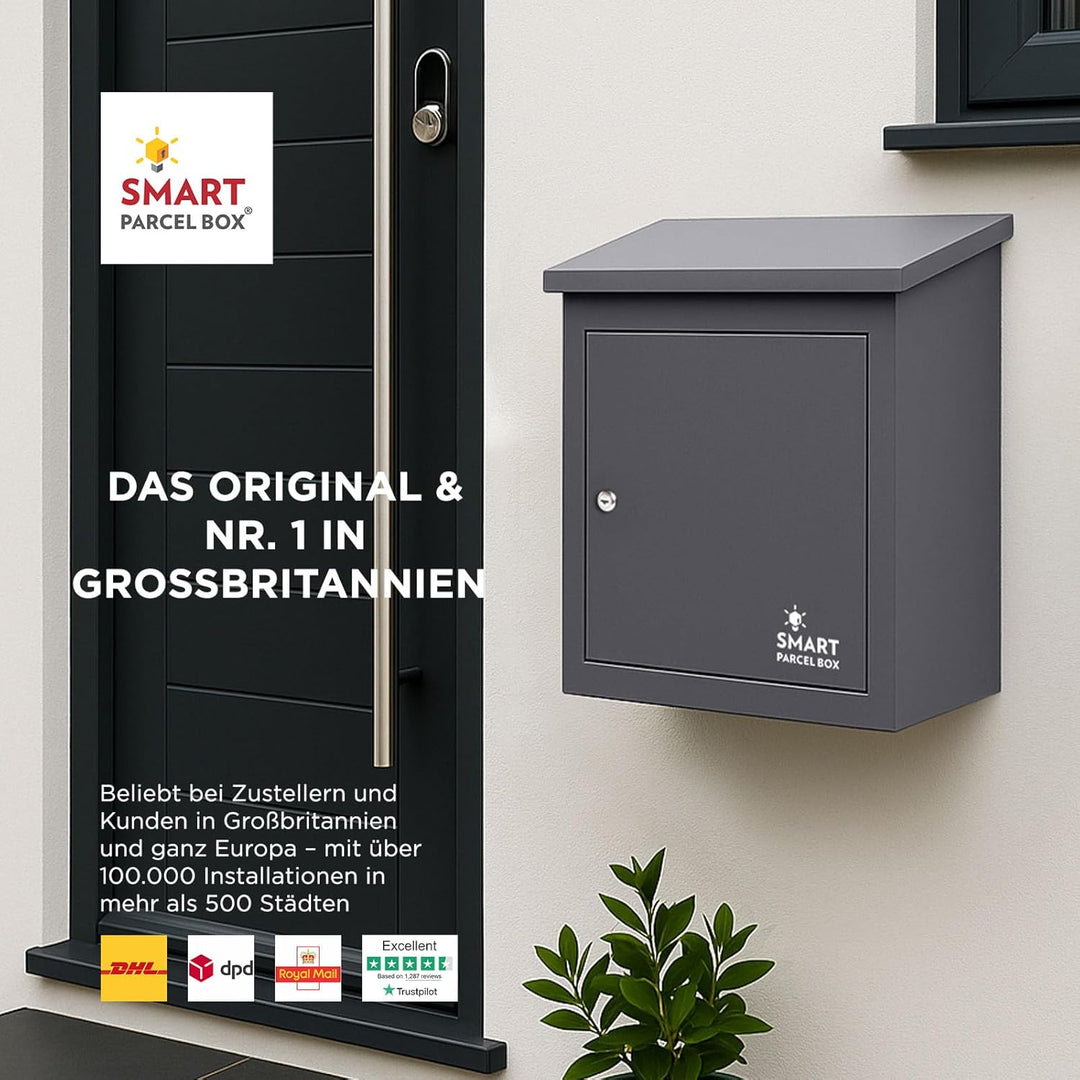 SMART PARCEL BOX Paketbox, Paketbriefkasten Wandmontage, Briefkasten mit Paketfach, Postbox für Pake