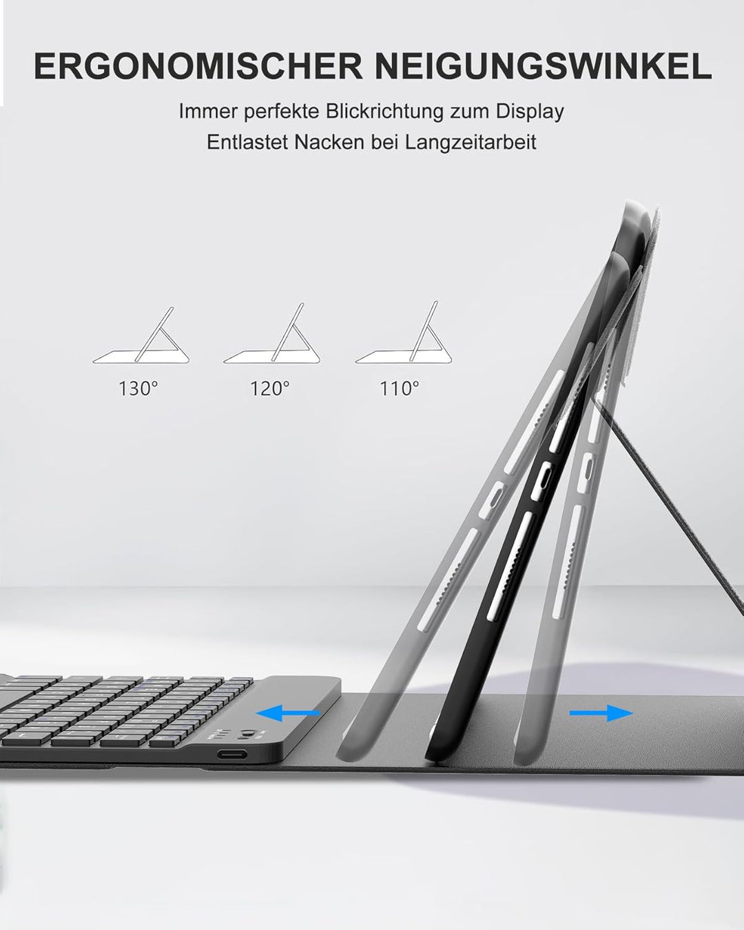 für iPad 10,2 Hülle mit Tastatur für iPad 10,2" (2019/2020/2021 7./8./9.), Abnehmbare Bluetooth Schu