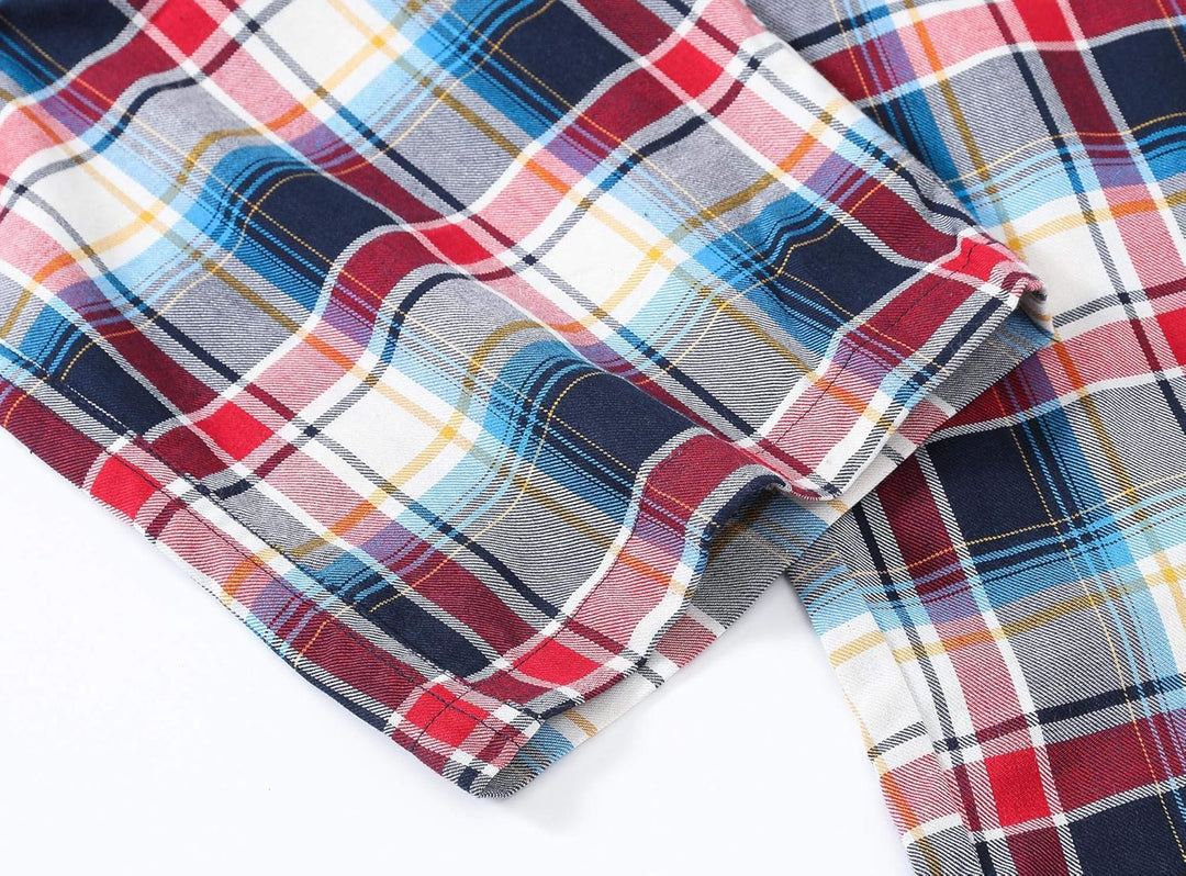 MoFiz Herren Pyjamahose Warm Lang Baumwolle Weich Schlafanzughose Kariert Winter Nachtwäsche Freizei