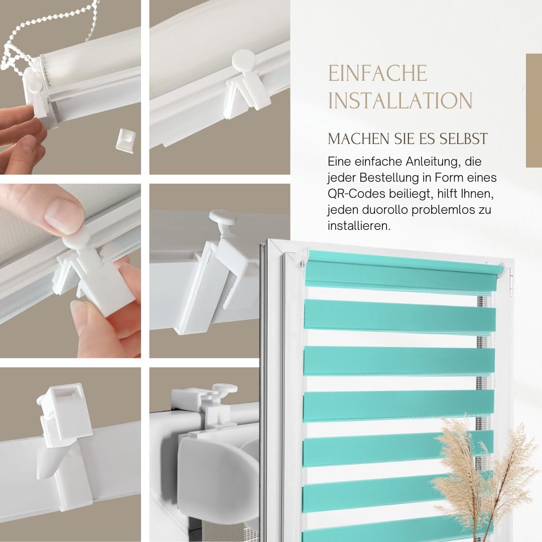 Home-Vision® DuoRollo Klemmfix, Doppelrollo ohne Bohren mit Klämmträgern, Rollos für Fenster und Tür