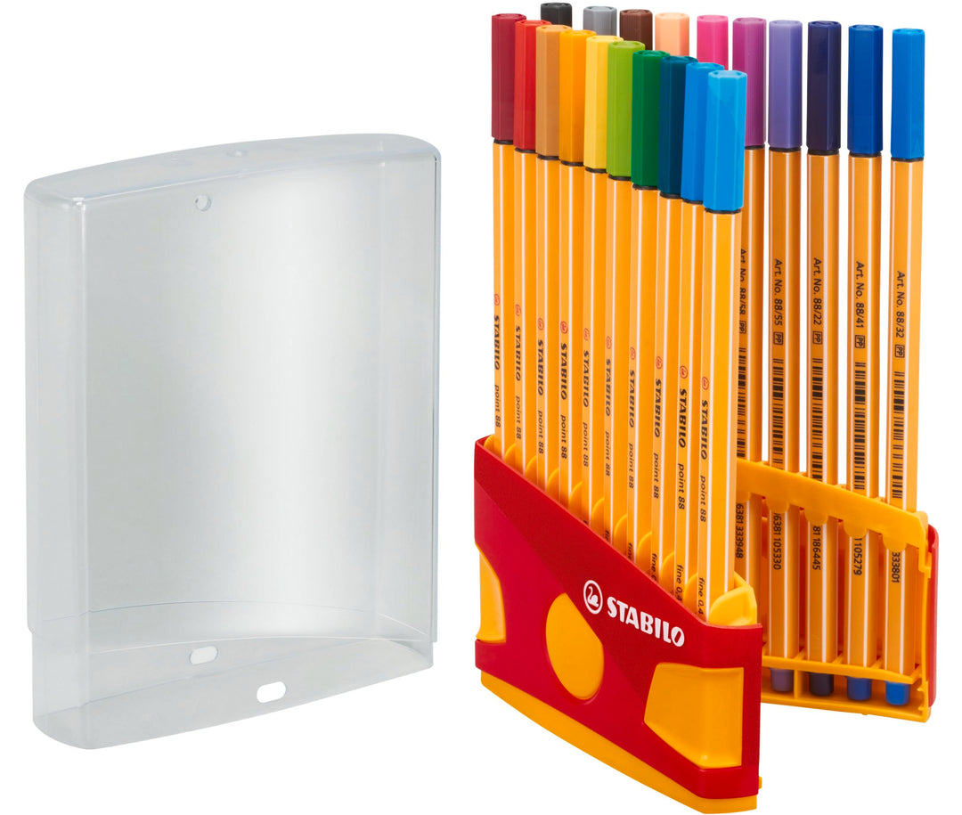 STABILO Fineliner point 88 ColorParade - 20er Tischset in rot/orange - mit 20 verschiedenen Farben,