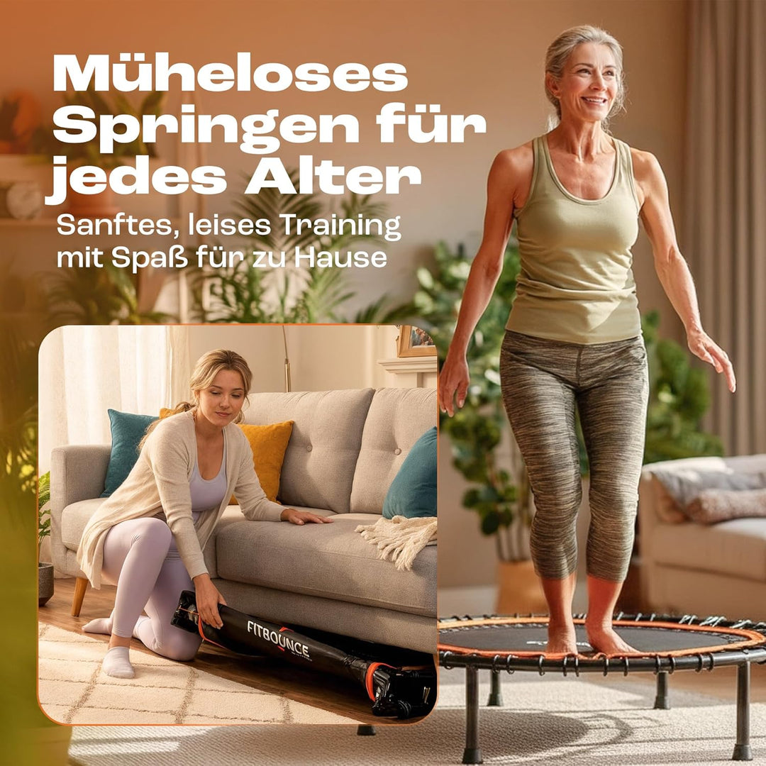FIT BOUNCE PRO XL Bungee Rebounder ist ein klappbares geräuschloses orthopädisches Qualitäts Indoor