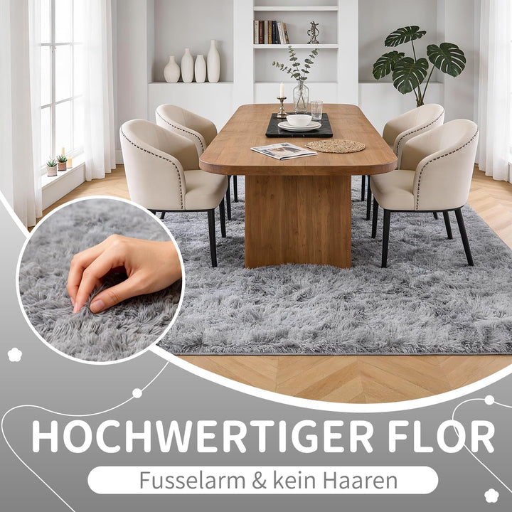 VOFUSHON Wohnzimmer Hochflor Teppich,Shaggy Flur Läufer Teppich Modern Flauschiger Weich Teppich Gro