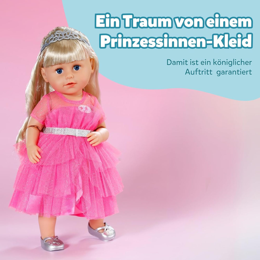 BABY Born Prinzessin-Set - Mit pinkem Puppenkleid aus Tüll, Krone & Glitzerschuhen - Hochwertiges Pu