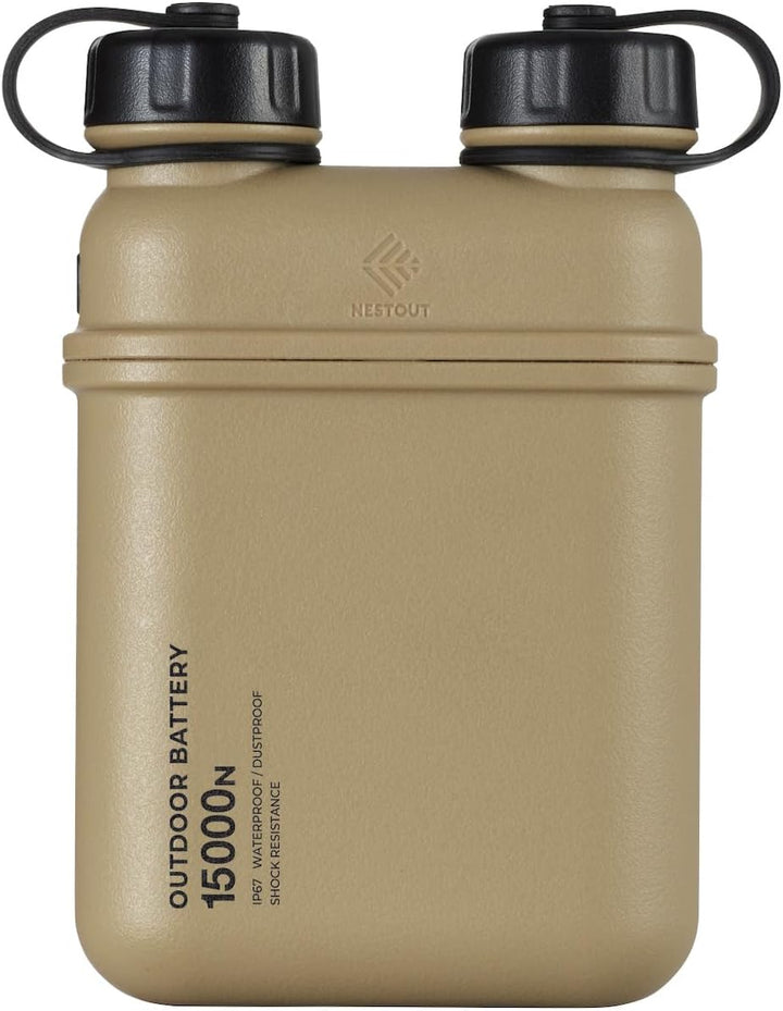 ELECOM NESTOUT Portable Charger, 15000mAh Outdoor Battery Power Bank, 32W USB-C Fast Charging PD, Wa