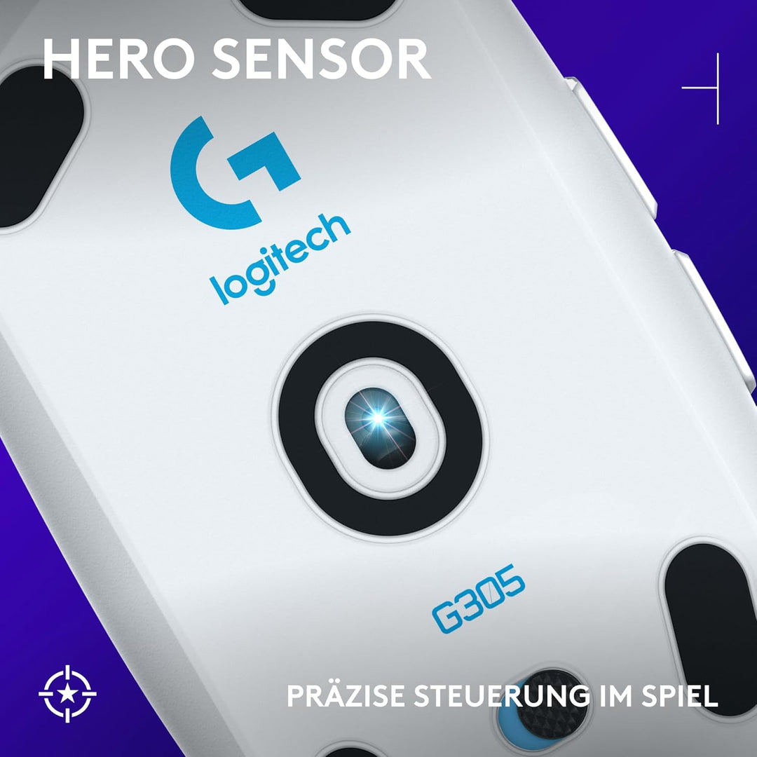 Logitech G305 LIGHTSPEED kabellose Gaming-Maus mit HERO 12K DPI Sensor, Wireless Verbindung, 6 progr