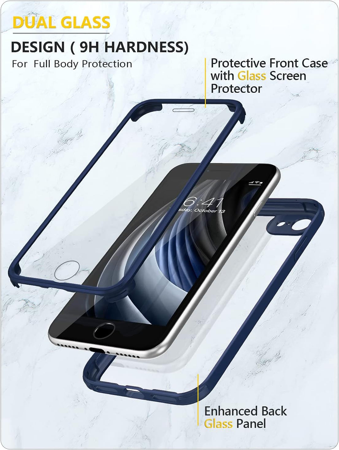 Miracase 360 Grad Hülle kompatibel mit iPhone SE 2022/ SE 2020/ iPhone 8, Ganzkörper Schutzhülle mit