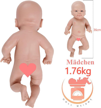 IVITA Ganzkörper Silikon Reborn Baby Puppe Offener Mund Neugeborene Babypuppe Zwillinge Babypuppe We