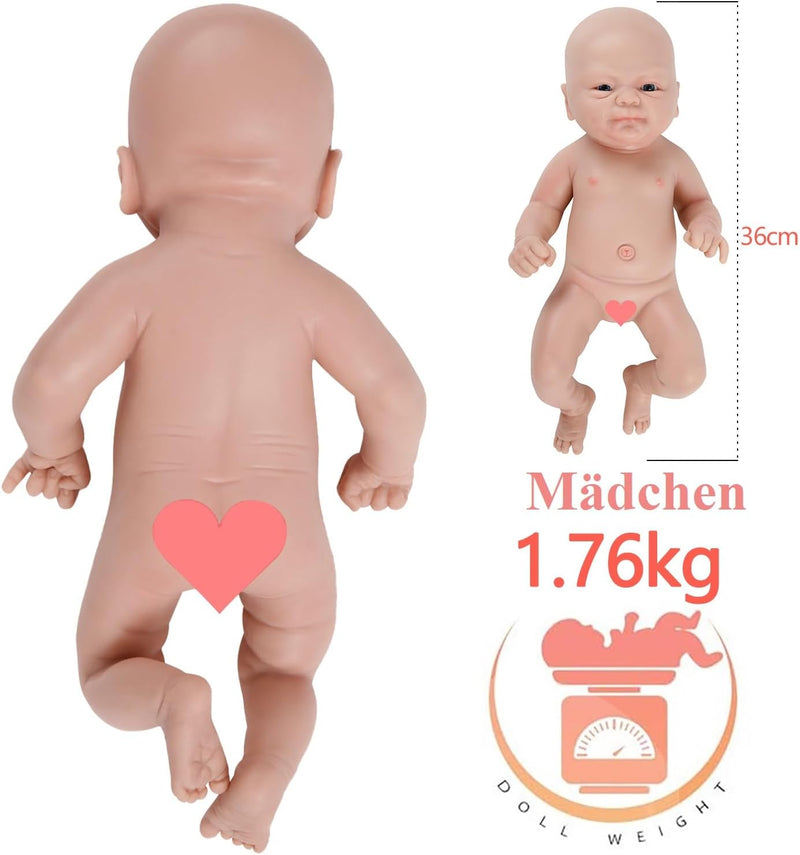 IVITA Ganzkörper Silikon Reborn Baby Puppe Offener Mund Neugeborene Babypuppe Zwillinge Babypuppe We