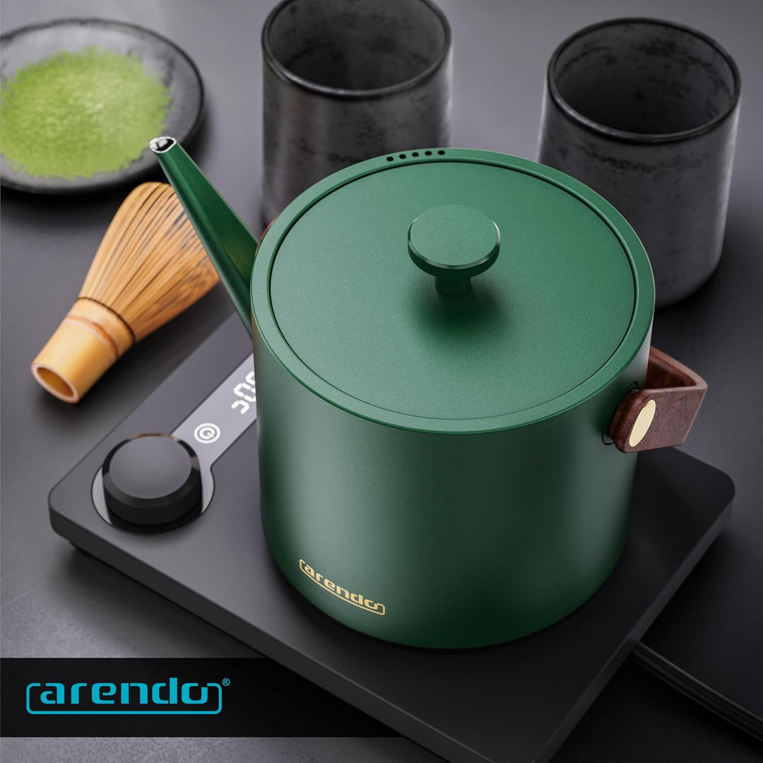 Arendo - Edelstahl Wasserkocher mit Temperatureinstellung 40-100 Grad - digitale Basis - 0,6 Liter -