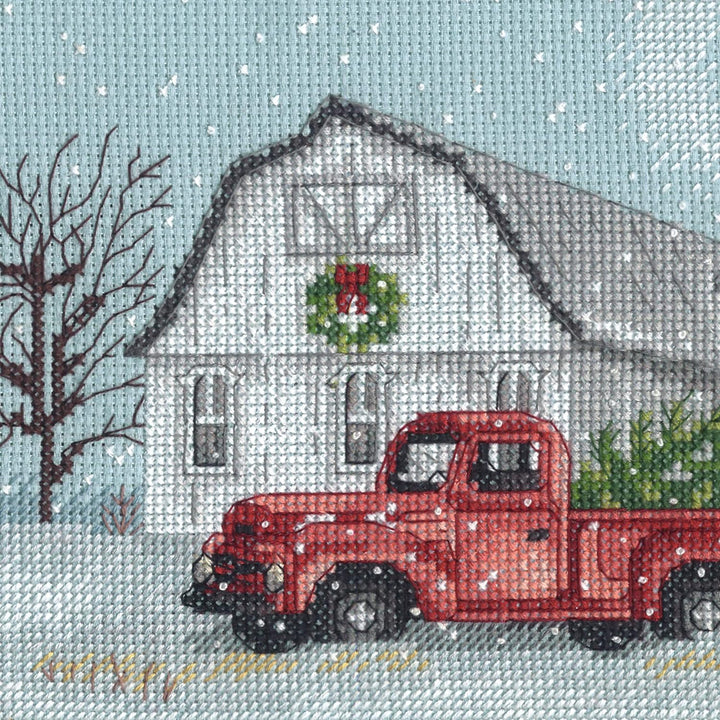 Dimensions 70-08998 Kreuzstich-Set Winter Farm Christmas, 45,7 x 15,2 cm, 14 Cnt. Blue Aida, 5 Stück