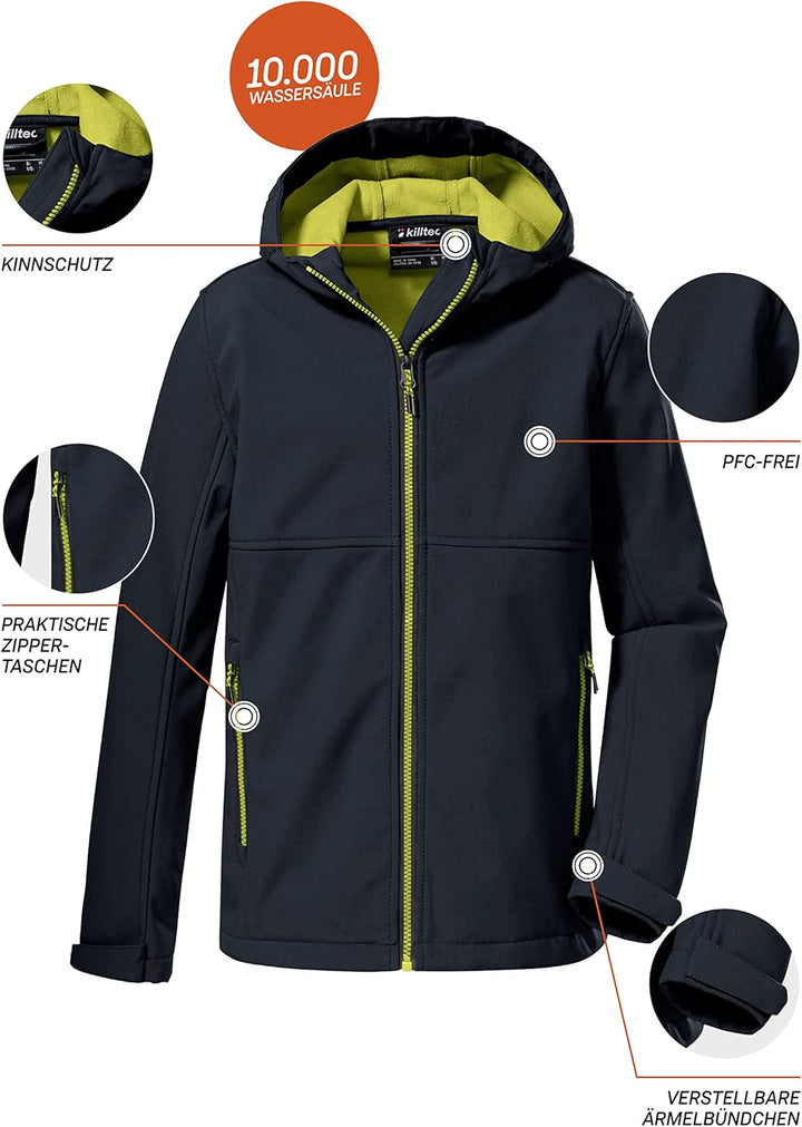 Killtec Jungen Kow 202 Bys Sftshll Jckt Softshell Jacke mit Kapuze 140 dunkelnavy, 140 dunkelnavy