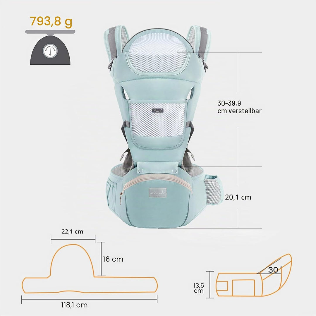 IULONEE Neugeborene Babytrage Baby Carrier Ergonomisch Babytrage mit Hüftsitz Multifunktional Kinder