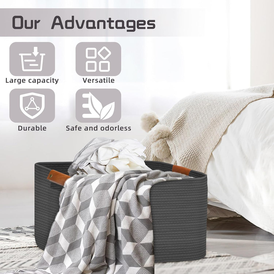 Goodheim Grosser faltbarer Wäschekorb, Wäschekorb für Decke, Spielzeug, Handtücher, gewebte Körbe zu