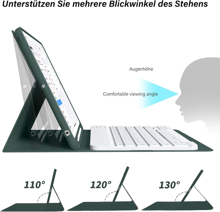Tastatur Hülle für iPad 10.2 Zoll (9./8./7. Generation - 2021/2020/2019), Soft TPU Rückseite Gehäuse