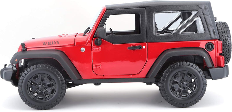 Maisto Jeep Wrangler 2014, Modellauto mit Federung, Massstab 1:18, Türen und Motorhaube beweglich, F