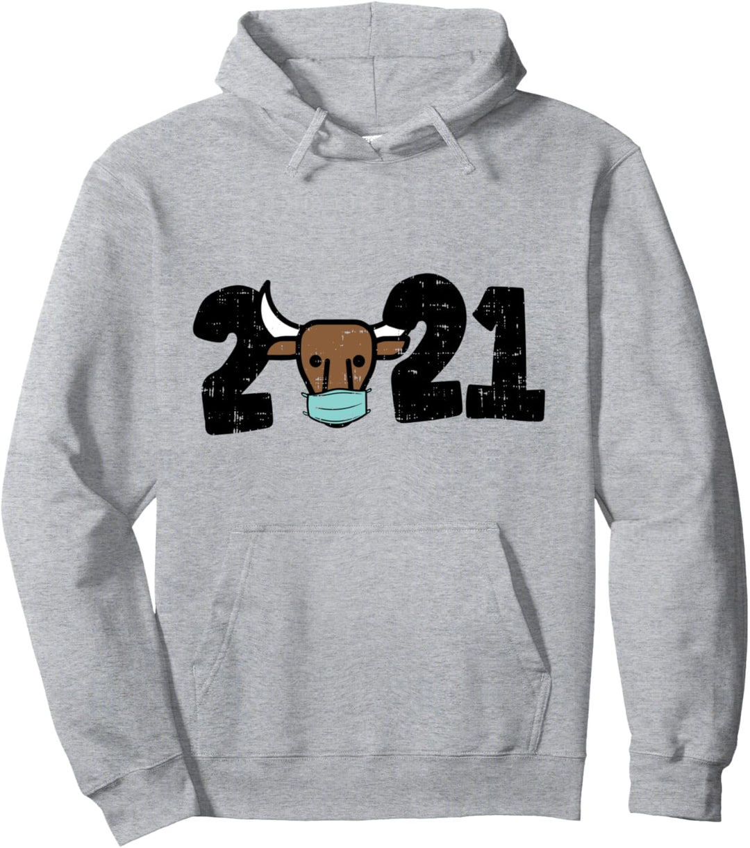 2021 Ox In Mask Bull Lunar Chinese New Year Quarantine Gift Pullover Hoodie