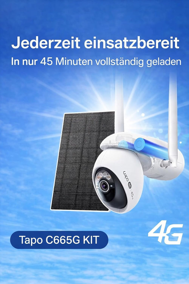 Tapo C665G KIT 4K 4G LTE Überwachungskamera mit SIM Kartenslot | Solar 360° Kamera mit 10000mAh Akku
