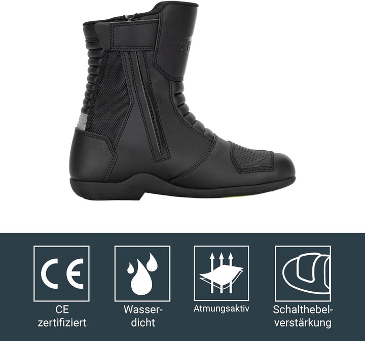 FAST WAY FTS-1 WP Motorradschuhe, CE Zertifiziert, Wasserdichte Motorradstiefel, Atmungsaktive Motor