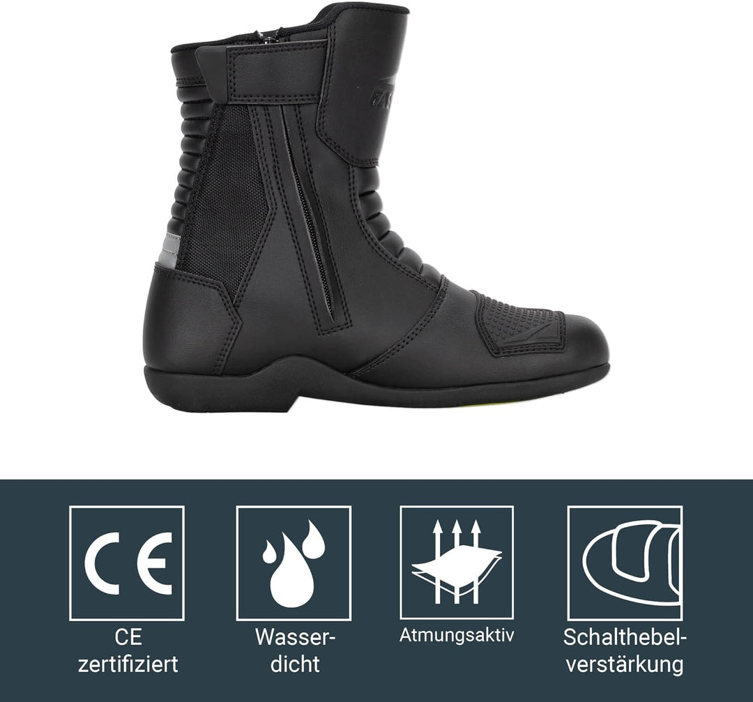 Fastway FTS-1 WP Motorradschuhe, CE Zertifiziert, Wasserdichte Motorradstiefel, Atmungsaktive Motorr