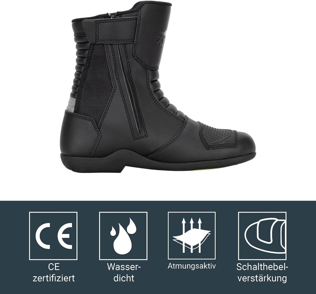Fastway FTS-1 WP Motorradschuhe, CE Zertifiziert, Wasserdichte Motorradstiefel, Atmungsaktive Motorr