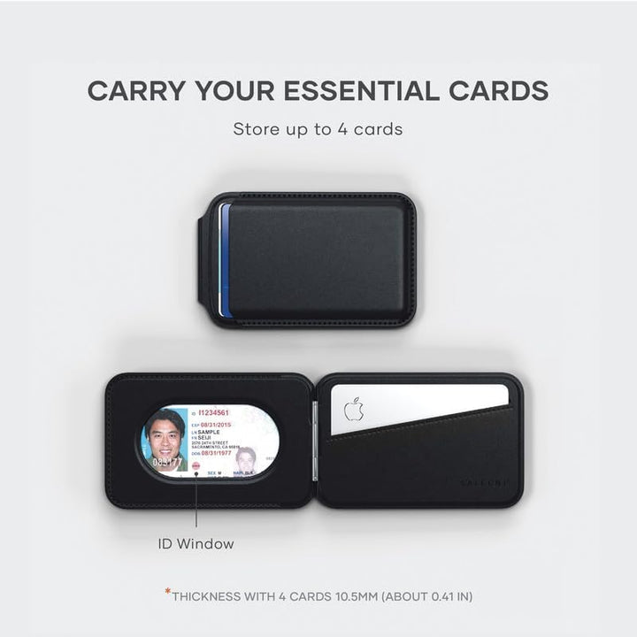 SATECHI Magsafe Wallet und Double Flap Stand mit Magnetfunktion, iPhone Wallet mit 4 Kartenfächern,