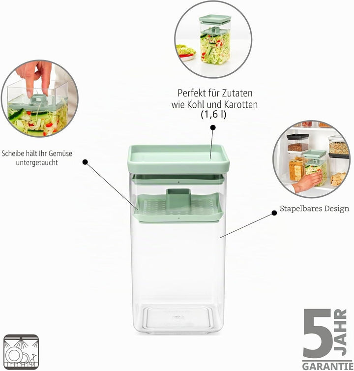 Brabantia TASTY+ Einmachbehälter aus Kunststoff | 1,6 l Einlegebehälter mit Silikon-Verschlusssiegel