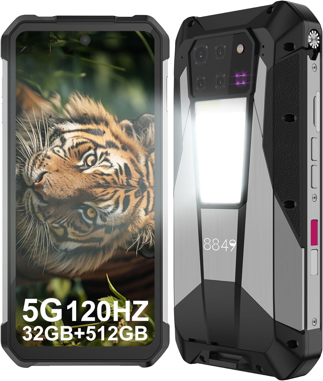 8849 Tank 3 Pro Outdoor Handy Ohne Vertrag, 23800mAh 5G Outdoor Smartphone mit Projektor, 32GB RAM+5
