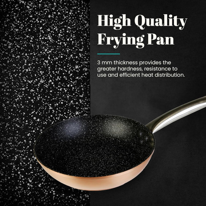 WECOOK! Professional Bratpfanne 24 cm, Ökologischer Antihaft-Stein ohne PFOA, Geschmiedetes Aluminiu