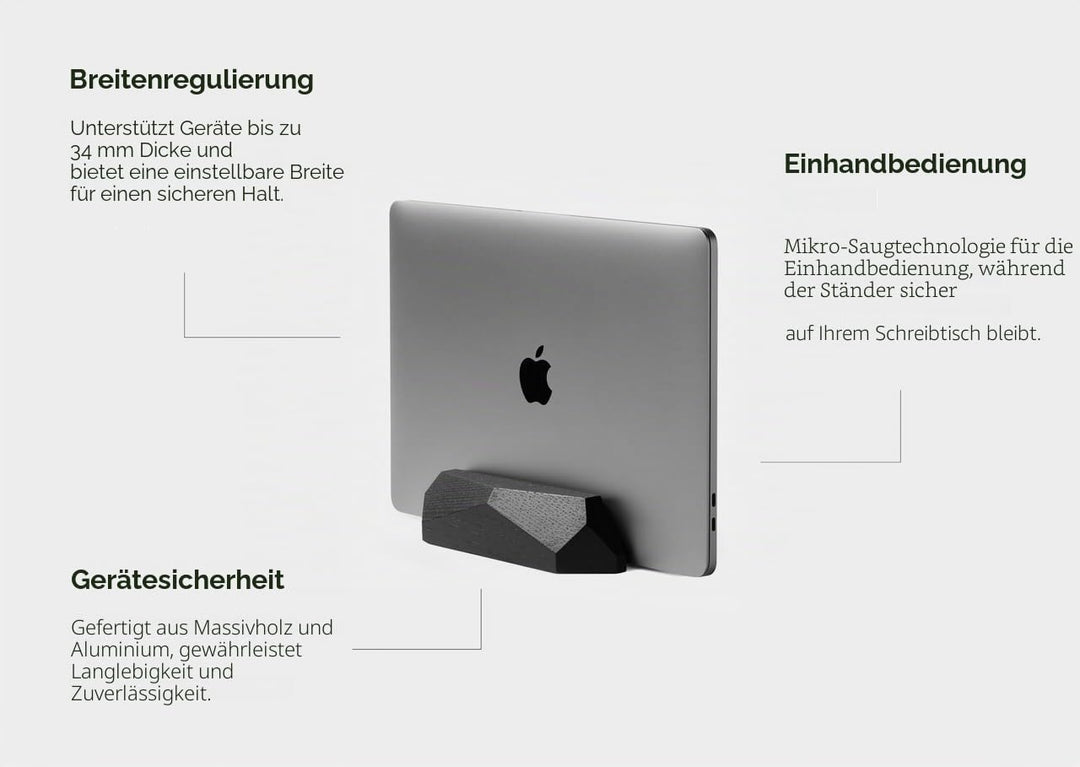 Oakywood Vertikaler Laptopständer, Naturholz, verstellbare Dockingstation, für Geräte bis zu 2 cm Di
