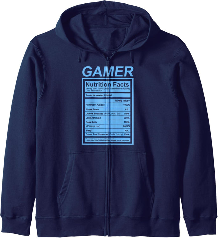 Gamer Nutrition Facts Blue Label Funny Kapuzenjacke