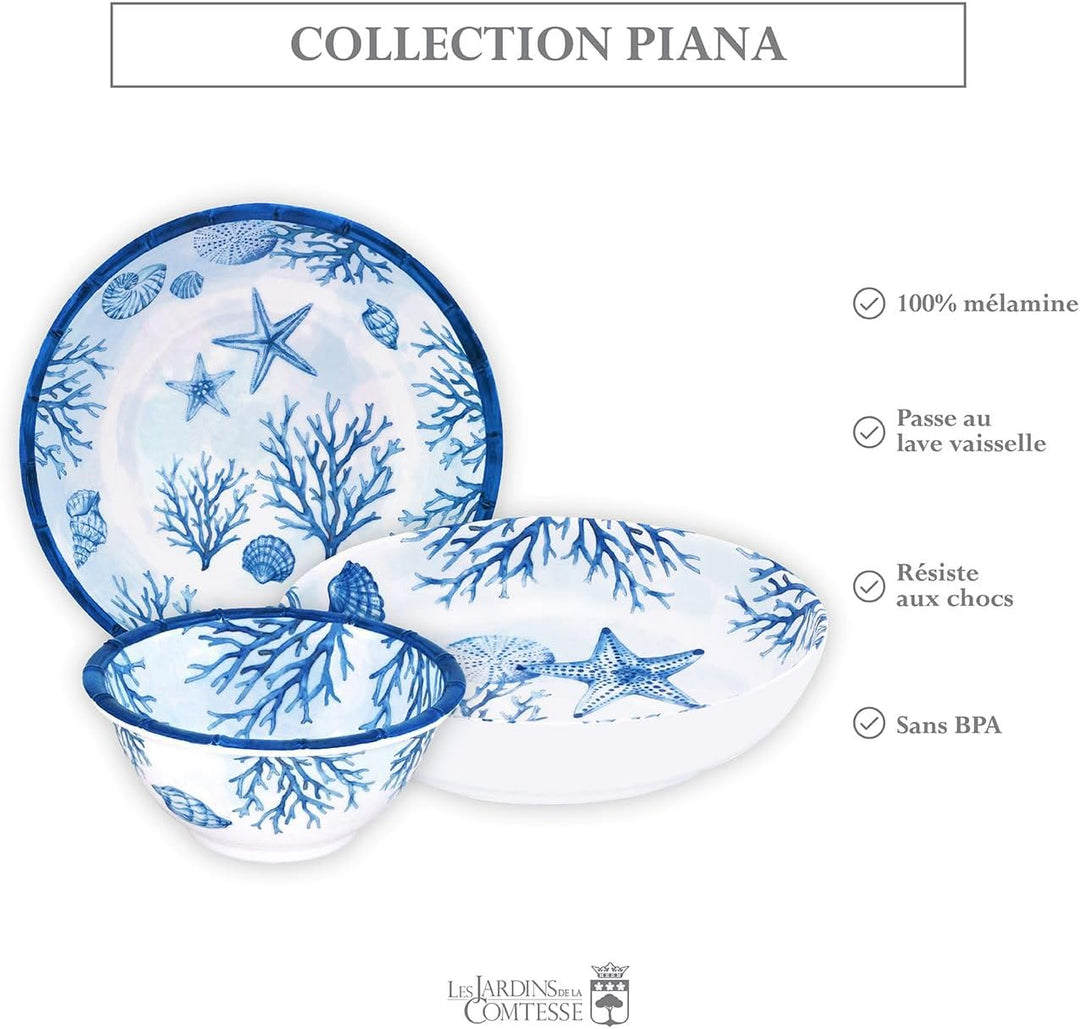 Les Jardins de la Comtesse - Grosser tiefer Teller aus Melamin, Koralle, 23 cm – Kollektion Piana