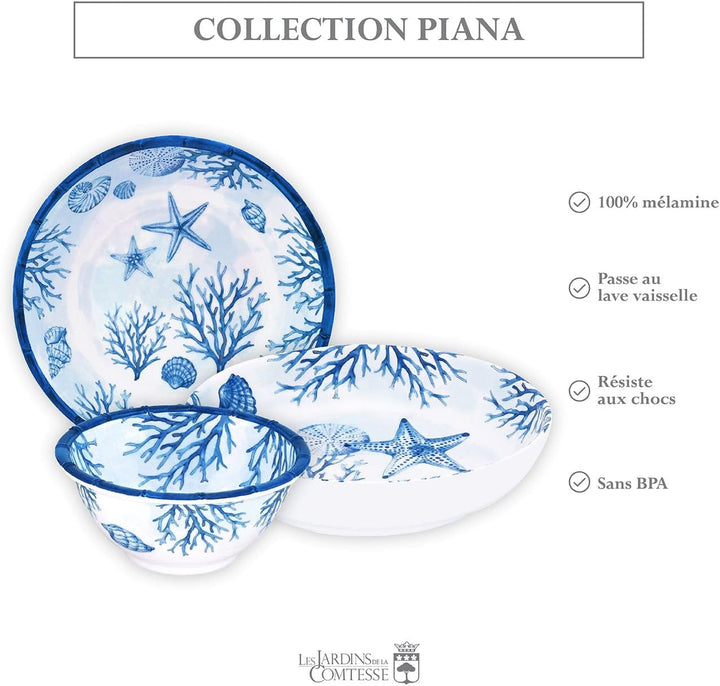 Les Jardins de la Comtesse - Grosser tiefer Teller aus Melamin, Koralle, 23 cm – Kollektion Piana