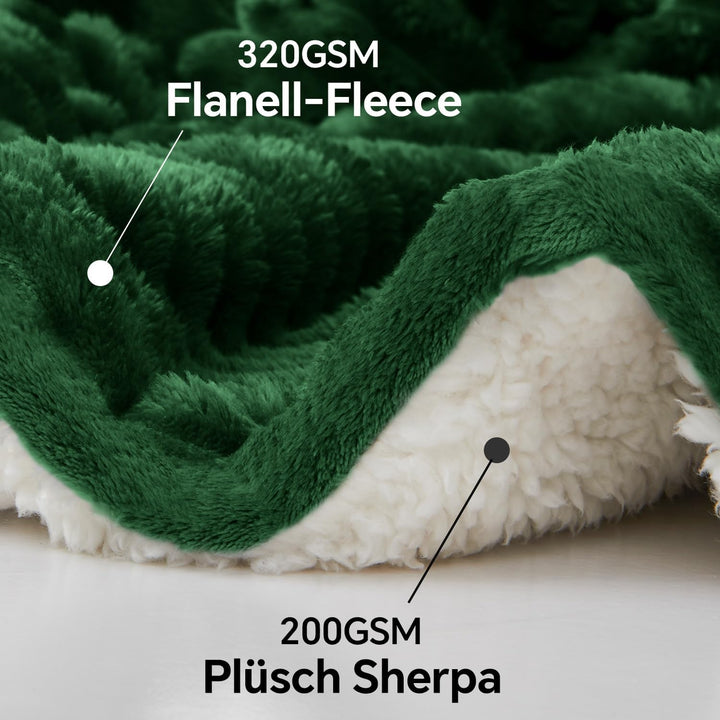 BEDELITE warme Decke Sherpa Kuscheldecke Flauschig Dunkelgrün 125x150 Dunkelgrün 125 x 150 cm, Dunke