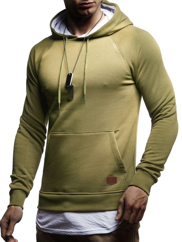 Leif Nelson Herren Pullover Hoodie Kapuzenpullover Longsleeve Basic Sweatshirt Sweater LN8153 M Khak