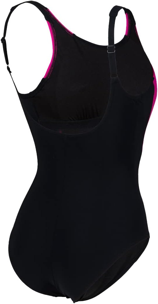 ARENA Damen Women's Bodylift Swimsuit Lola U Back Panel Badeanzüge (1er Pack), Black-rose Violet