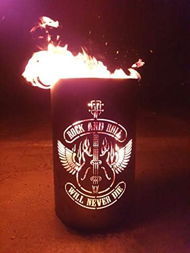 TiKo-Design Feuertonne/Feuerkorb - Lagerfeuertonne mit Motiv Rock and Roll - Will Never die – Verlei