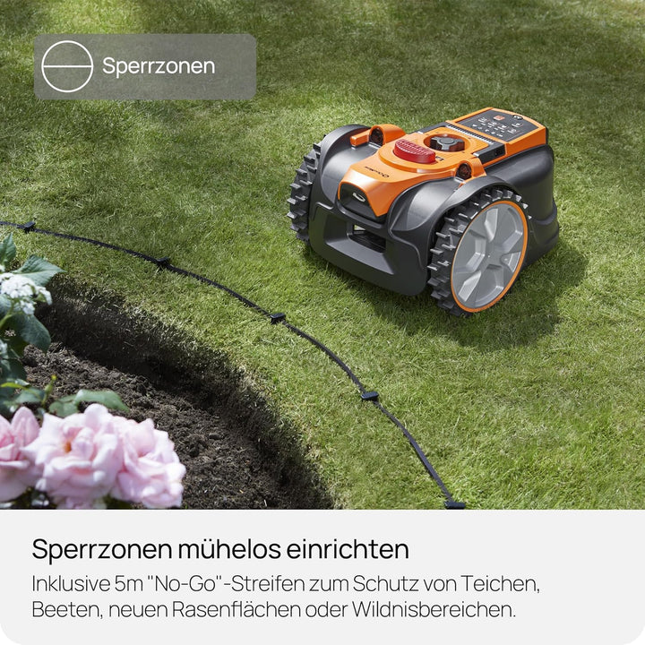 Lawnmaster OcuMow®16 Rasenmäher Roboter Mähroboter ohne Begrenzungskabel bis 300 m², Smarte Hinderni