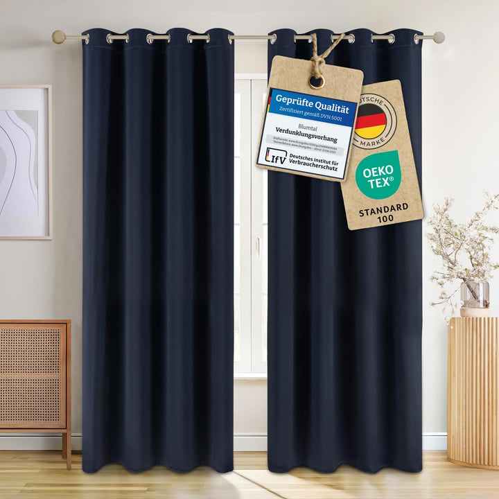 Blumtal 2er-Set Gardinen Verdunklungsvorhänge Blickdicht - Elegante Wärmeisolierende Vorhänge mit Ös