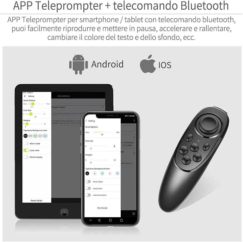FEELWORLD TP2 Portable Teleprompter Kit für Smartphone iPad Tablet DSLR-Kameras, mit Fernbedienung u