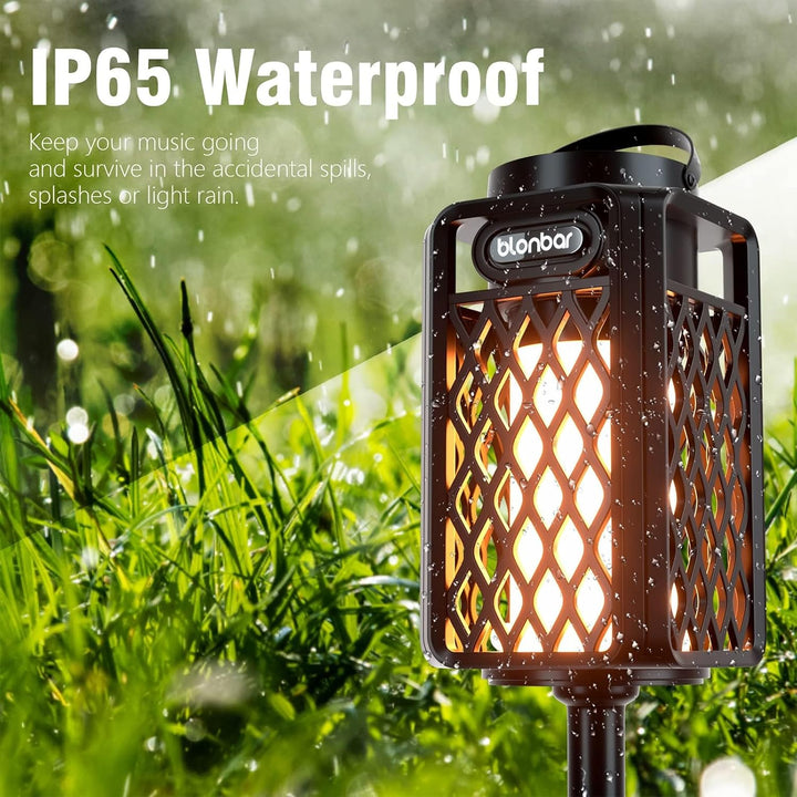 Bluetooth Lautsprecher mit Flammenlicht, IP65 Wasserdicht Outdoor Lautsprecher & Taschenlampe für Te