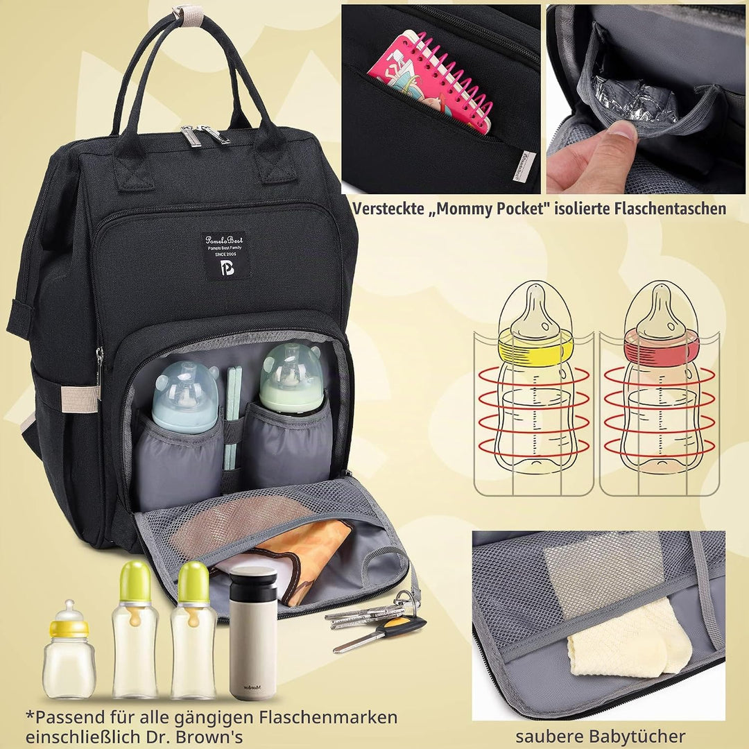 Pomelo Best Baby Wickelrucksack stylische Wickeltasche Rucksack mit Wickelunterlage multifunktional