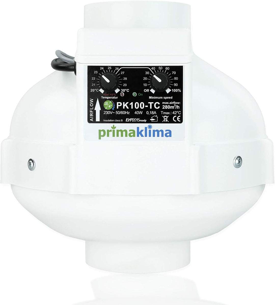 GrowPRO Lüftungsset 280m3/h AC Budget Temperaturgesteuert inkl. Aktivkohlefilter und Zubehör 280 m3/