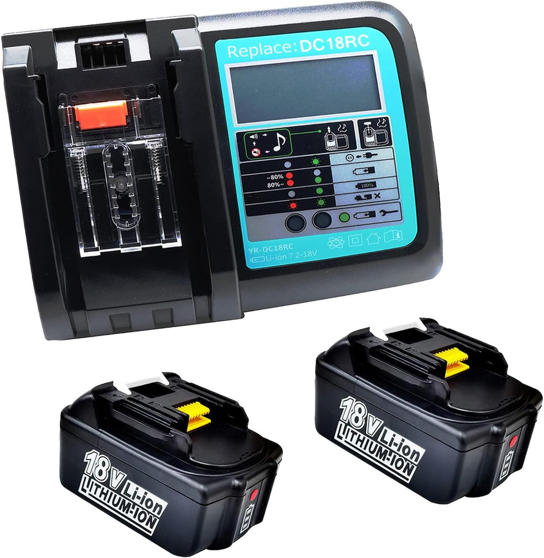 GOLEMON 2PCS 4000mAh BL1840 Akku BL1840B BL1830 BL1815 BL1850 + 3A Ladegerät für Makita DC18RC DC18S