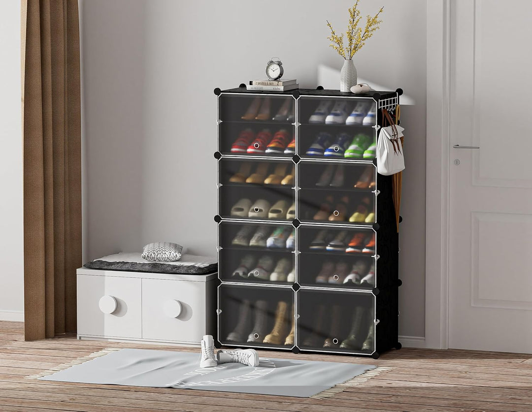 HOMIDEC Schuhregal, 7-stufiger Schuhschrank Kunststoff-Schuhregale Organizer für Schrank Flur Schlaf