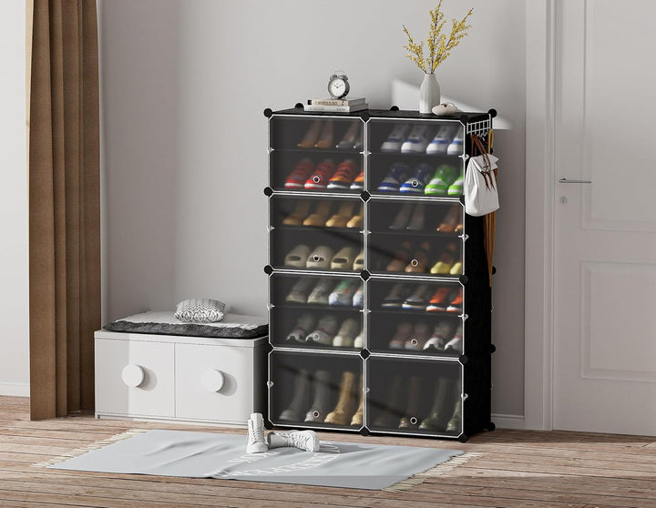 HOMIDEC Schuhregal, 7-stufiger Schuhschrank Kunststoff-Schuhregale Organizer für Schrank Flur Schlaf