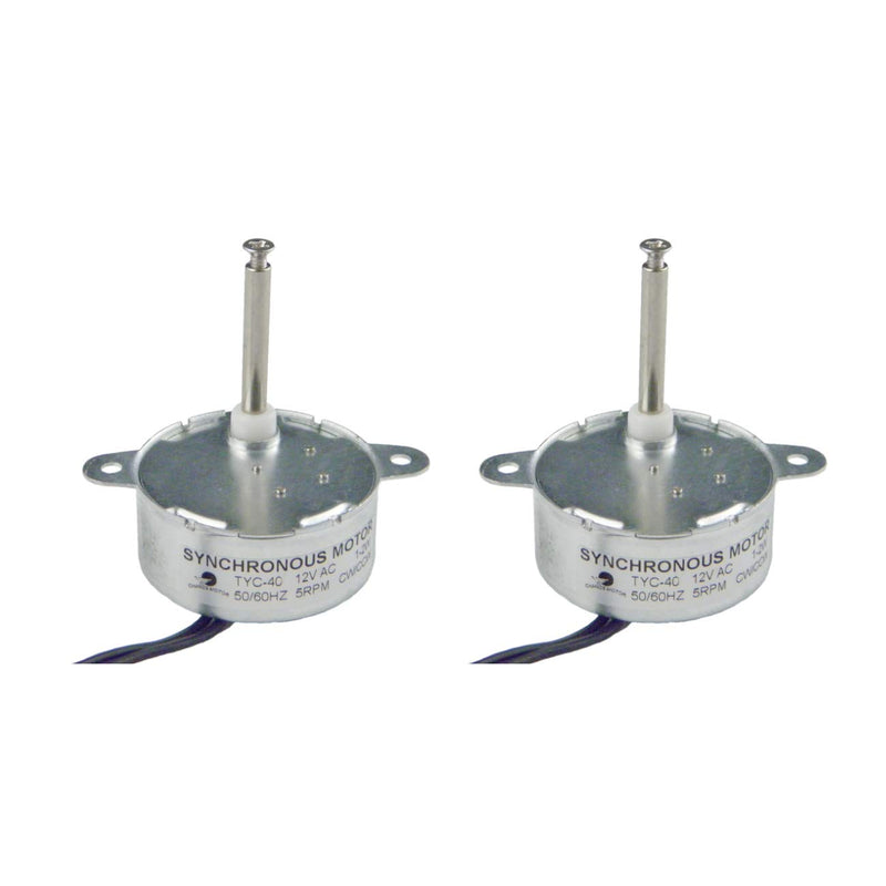 CHANCS Kleiner Synchronmotor TYC-40 12V 5RPM AC Innenwellenlänge 33mm Langsamlauf-Elektromotor 2PCS