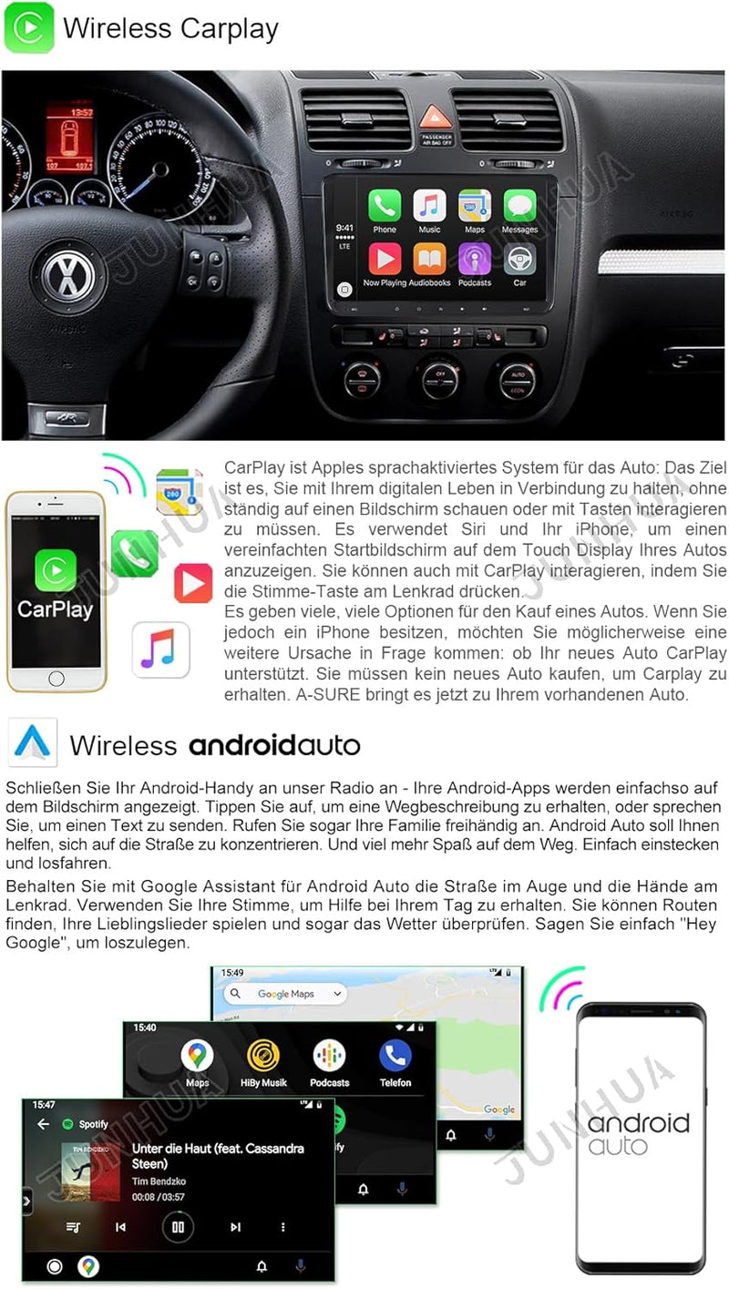 Android Autoradio Navi für VW Passat B6 Golf V VI 5 6 Polo cc Tiguan EOS Scirocco, 9 Zoll, 1280 * 72