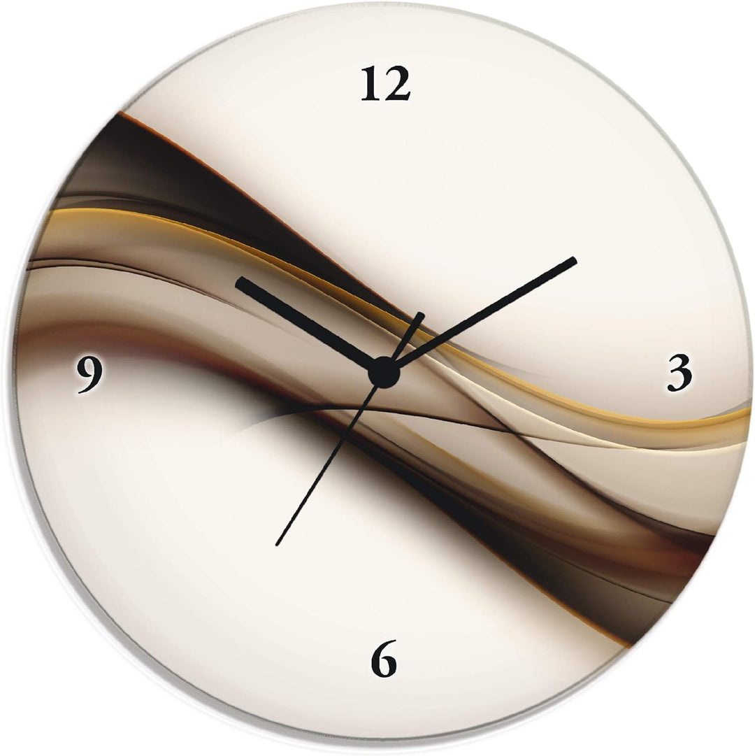 ARTLAND Wanduhr ohne Tickgeräusche Glas Quarzuhr Ø 30 cm Rund Lautlos braun abstrakt Abstrakt Braun