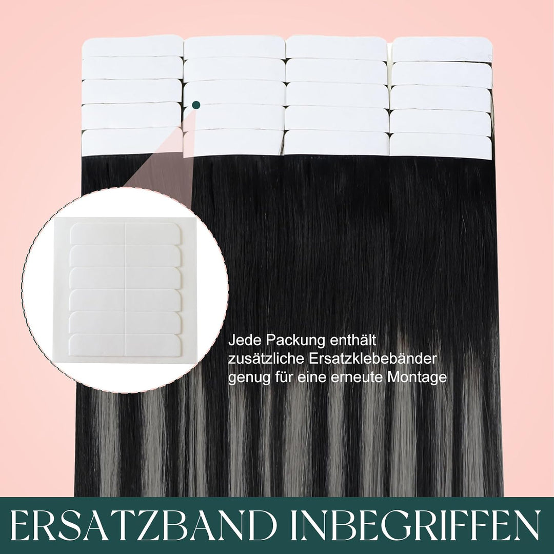 Easyouth Extensions Echthaar Tape Balayage Schwarz Natürliche 1b/S/1b 55 cm | Tapes in Extension Rem